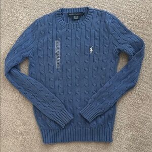 Ralph Lauren Men's Blue Cable Knit Sweater
